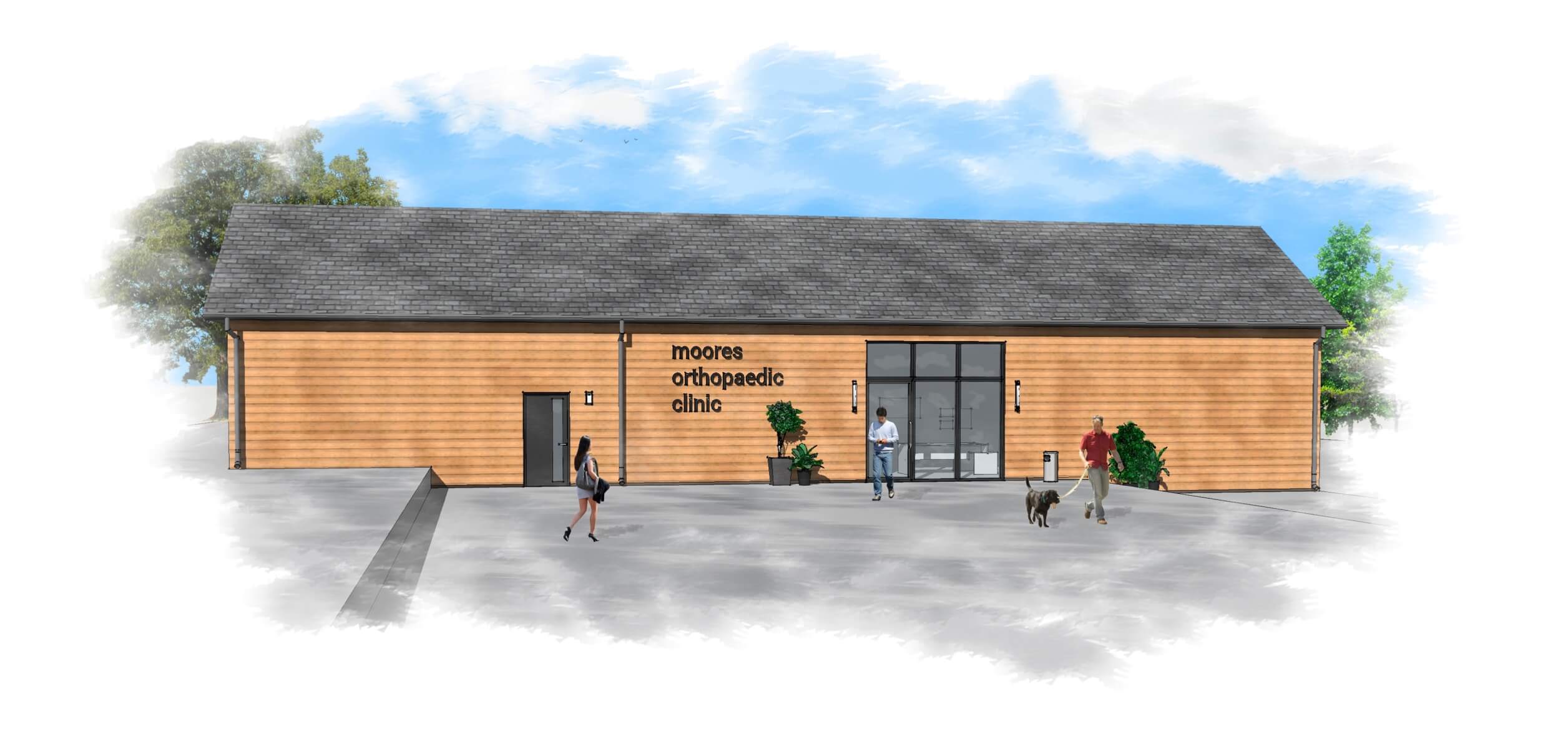 Artist drawing of the Moores Orthopaedic Clinic.